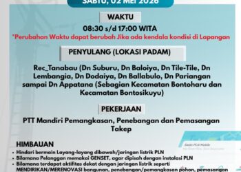 Jaga Keandalan Listrik, PLN ULP Selayar Lakukan Pemeliharaan Jaringan di LBS Tanabau