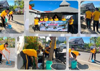 Polres Selayar Bersama Jajaran Polsek Bersihkan Rumah Ibadah dan Fasilitas Umum Sambut Hari Bhayangkara ke-80