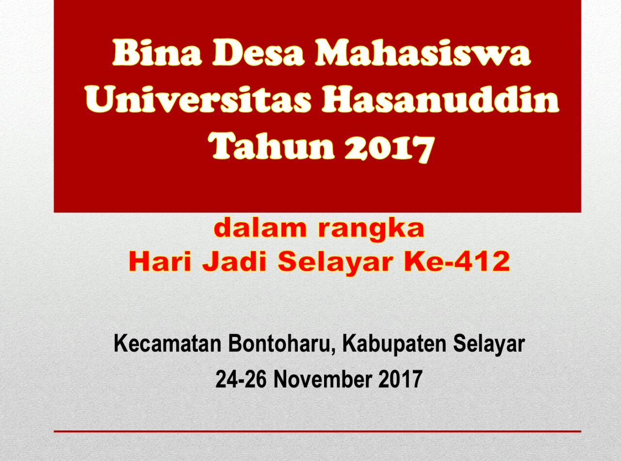 Bina Desa UNHAS di Selayar Siap digelar