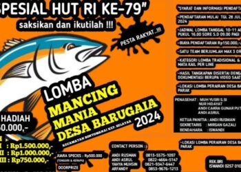 Meriahkan HUT RI ke-79 Pemdes Barugaia Bareng Warga, Gelar Lomba Mancing Mania