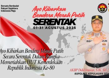 Polres Kepulauan Selayar Ajak Warga Kibarkan Merah Putih Serentak 01-31 Agustus 2025
