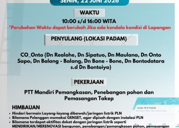 PLN Selayar Lakukan Pemeliharaan Jaringan, Sejumlah Wilayah Alami Pemadaman Terjadwal
